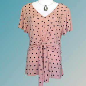 Pink Peach and Black Top Polka Dot Summer Blouse....126